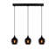 Lustre de style industriel-scandinave, couleur fumée, 25,6 po x 25,6 po | Corps en métal avec capuchon en verre, hauteur réglable (44,9 pouces maximum) | 3 x douilles E27 (40 W maximum) | Éclairage nostalgique pour les maisons modernes