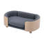 Style scandinave, lit surélevé pour chat et chien, dossier en bois cintré, gris foncé, coussin en velours, respirant, facile à assembler, animal de compagnie en une minute, look contemporain, structure solide, minutes en mousse rebondie