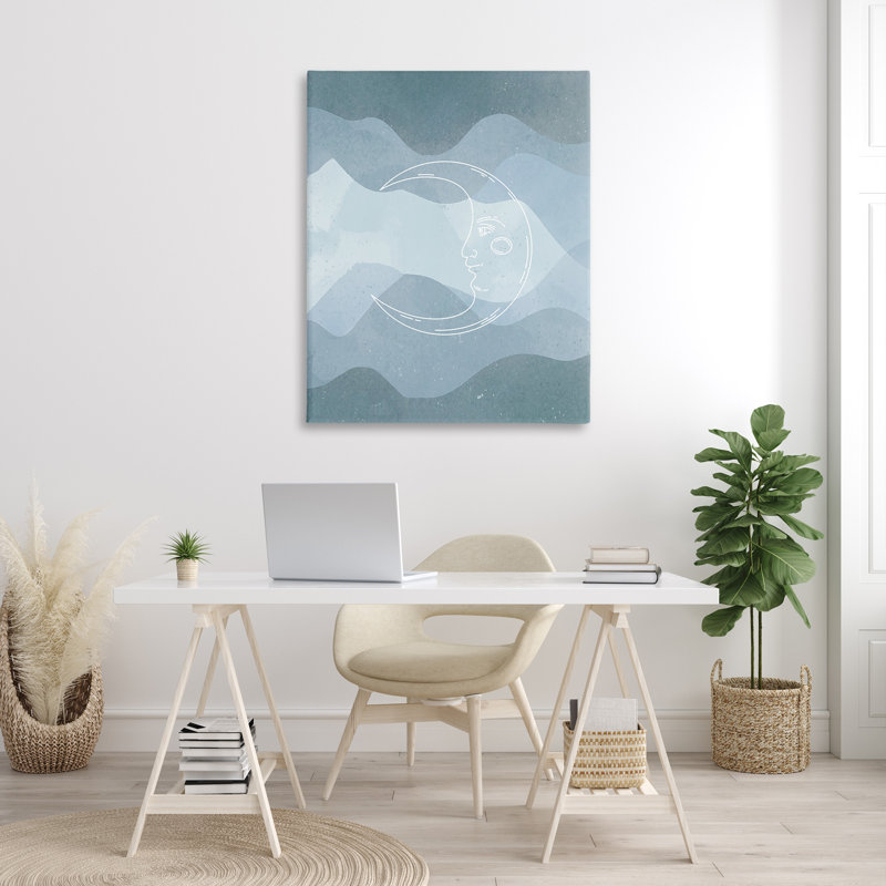 «Blue Astral Moon», art mural sur toile par Lil 'Rue, 48" H x 36" W