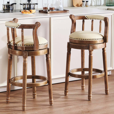 Ensemble de 1 tabourets de bar en bois et similicuir Coffee avec tabouret pivotant à 360 ° avec dossier, tabouret de bar et de comptoir