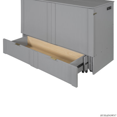 Murphy Bed With Drawer And A Set Of Sockets & USB Ports, Pulley Structure Design