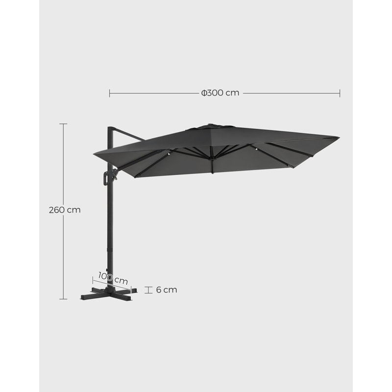 Cambriella Market Parasol, 253cm H x 290cm W x 290cm D, Dark Grey