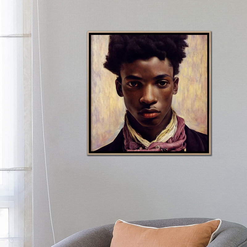 Young Poet, 2023, 26" H x 26" W x 1.5" D, Natural Wood Floater Framed Canvas