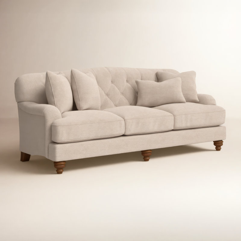 Sullivan Upholstered 90'' Sofa, Index 10 White Performance Twill, Pecan, Yes