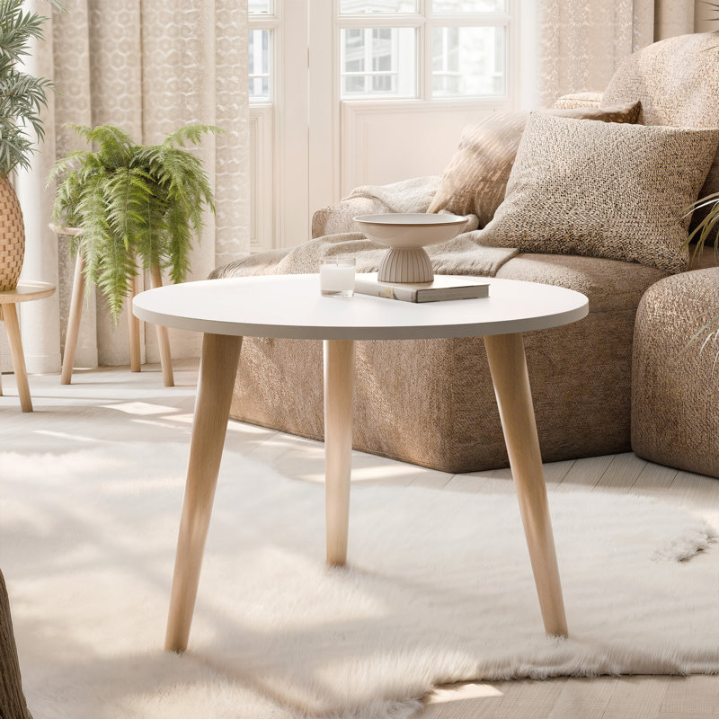 VALERIO Round Coffee Table, Biały