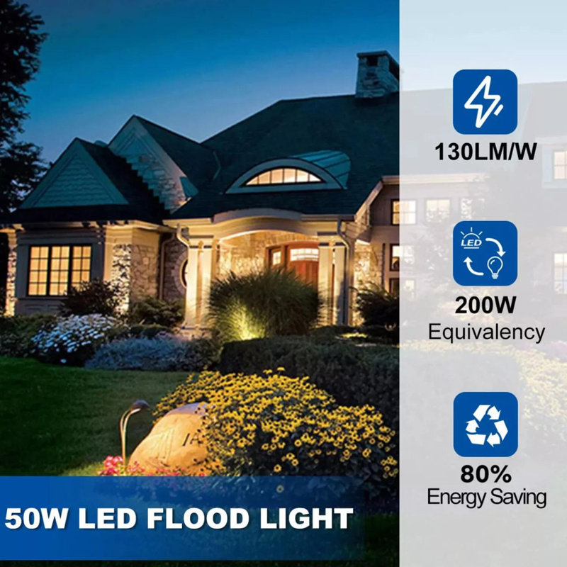 Lumière d'inondation 50w à DEL, 7000lm, lumière extérieure imperméable à la lumière du jour 5000k IP65