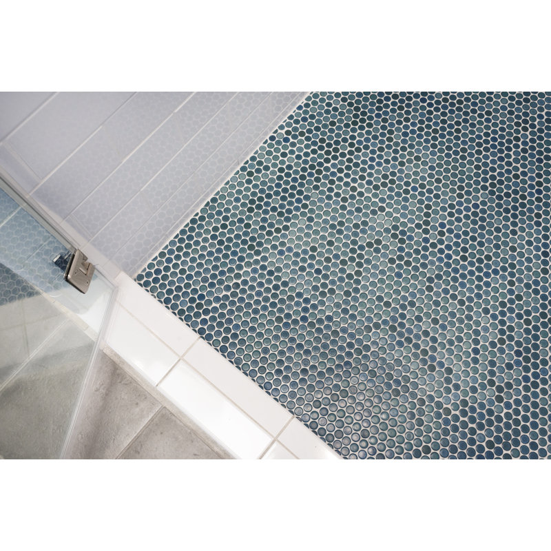 Penny Round Mosaic 1" x 1" Porcelain Penny Round Mosaic Wall & Floor Tile, Lagoon