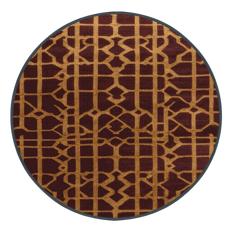 Machine Washable Trellis Black Area Rug, Round 3'