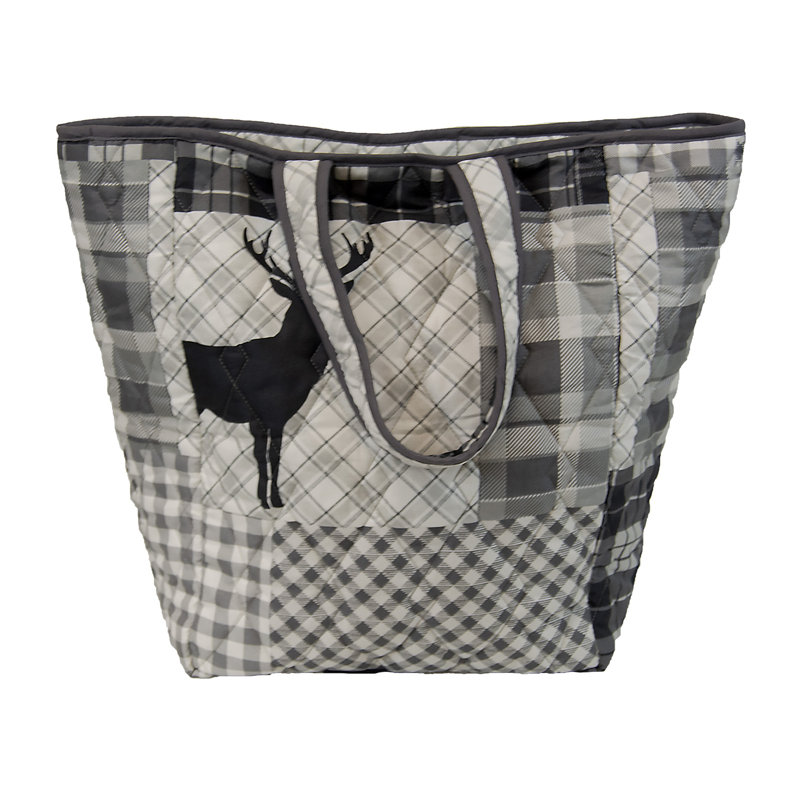Gray Twin Reversible Microfiber Quilt Set with Deer Motif
