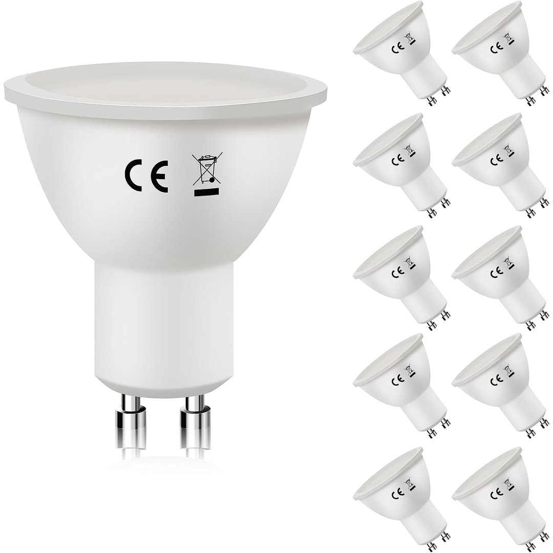 6W 10er GU10 LED Leuchtmittel Warmweiß 3000K Energiesparlampe Abstrahlwinkel 110° Andreamarie