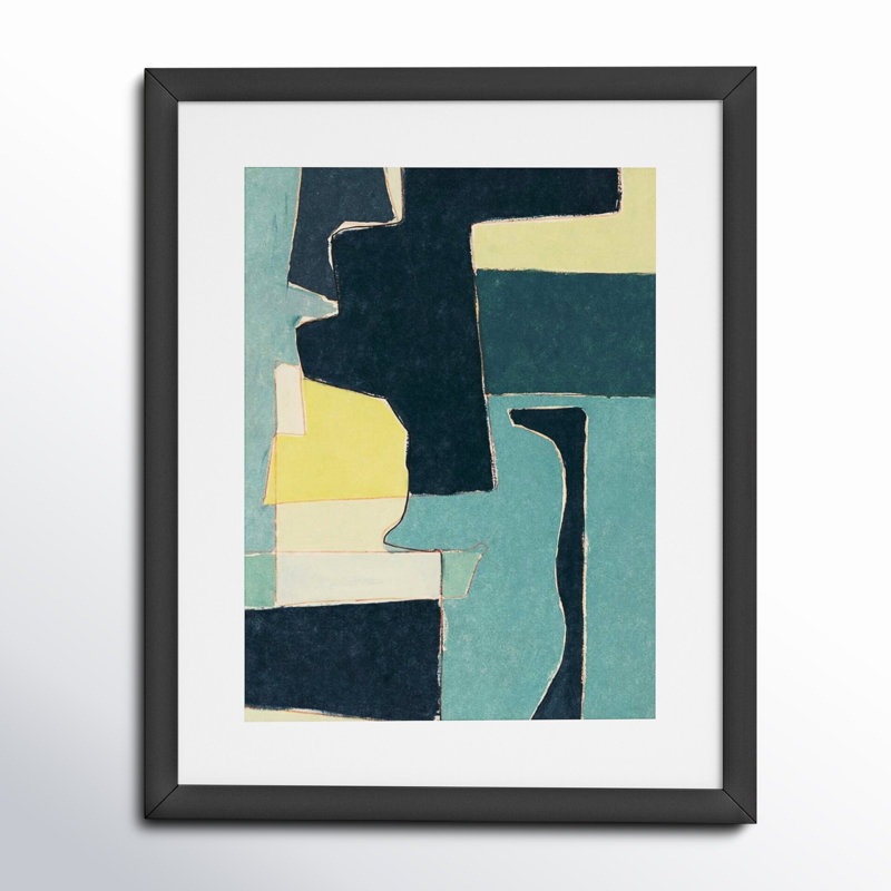 Blue Note II by Rob Delamater., 21.38" H x 17.38" W x 0.88" D, Noir Black Framed Paper