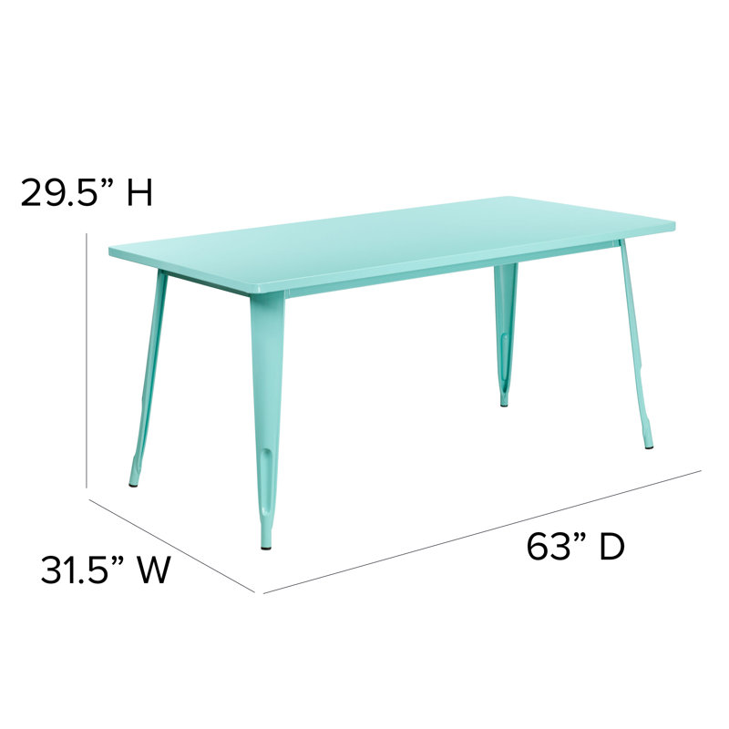 Commercial Grade Rectangular Metal Indoor-Outdoor Table, Mint Green