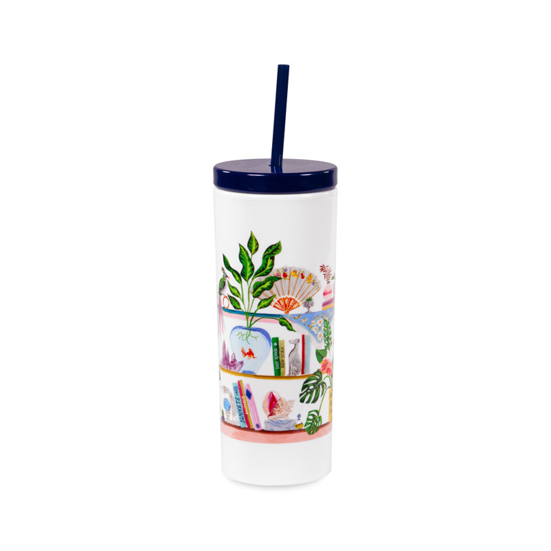 Acrylic Tumbler With Straw, Bookshelf