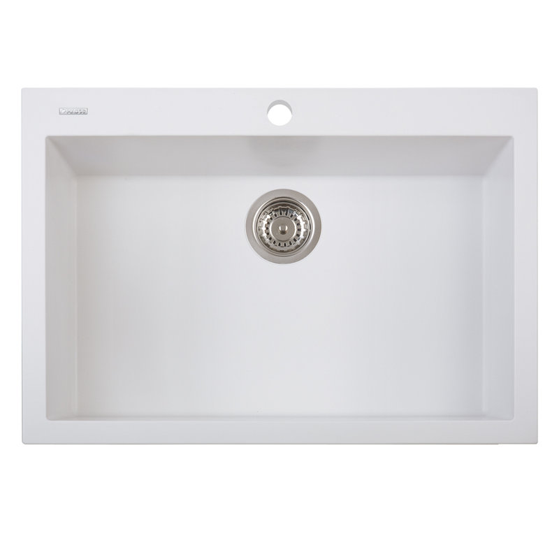 30" L x 20" W Drop-In Quartz Kitchen Sink, Milk White