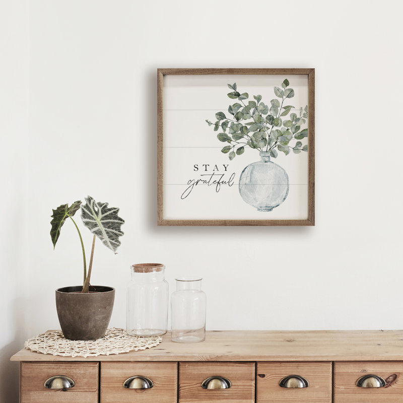 Vase en eucalyptus blanc Stay Grateful, H 4 po x l 4 po x P 1 po