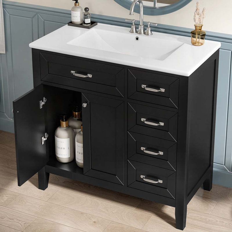 Meuble-lavabo 36 po avec lavabo, Noir