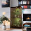 Vitrine lumineuse en verre à deux portes avec 4 tablettes, brun