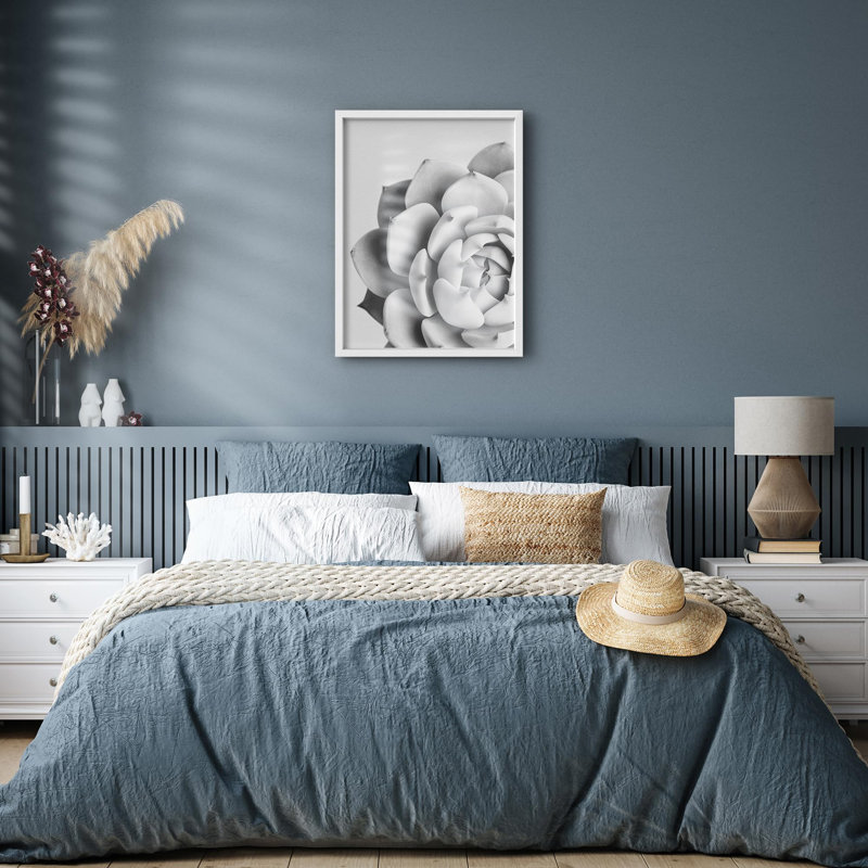 Noir et blanc, plante grasse, tranquillité, Illustration de la nature, petite œuvre d'art, H 10 po x l 8 po, Blanc