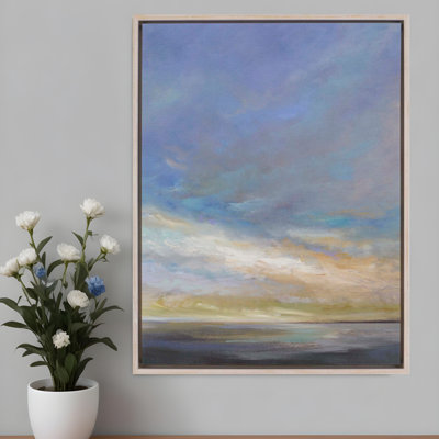 «Coastal Clouds III White Floater», reproduction d'art encadrée