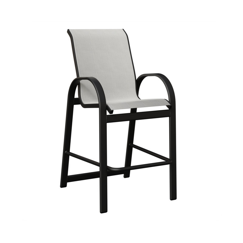 Chaise de bar en aluminium noir mat Berlin Slings, Noir luxe, Noir mat