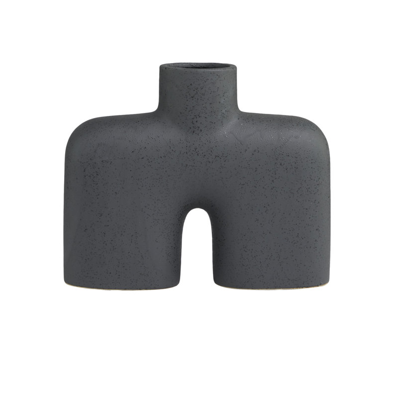 Vase de table en grès Sharee, H 9 po x l 10,9 po x P 3,55 po, Noir
