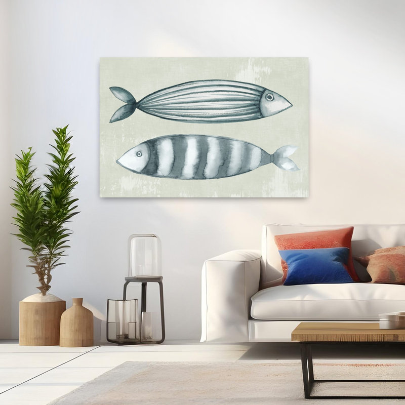 Stick Fish I, poisson élégant, art côtier, H 32 po x l 48 po