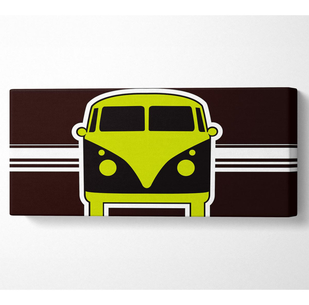 Retro Vw Camper Van Lime Green - Leinwandbilder im Wrapped Design