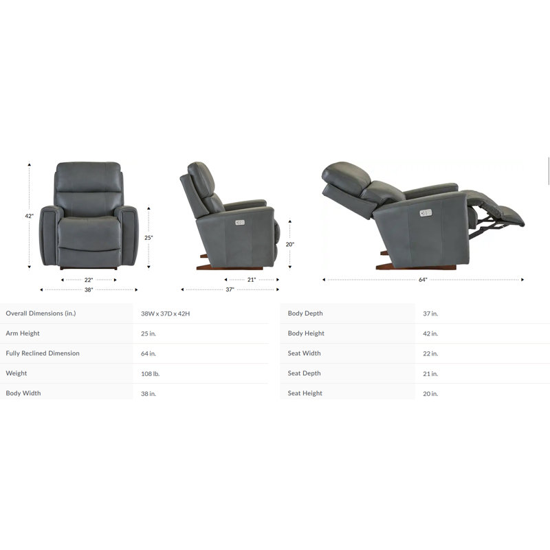 Fauteuil inclinable berçant en cuir Apollo, Similicuir gris foncé, Électrique