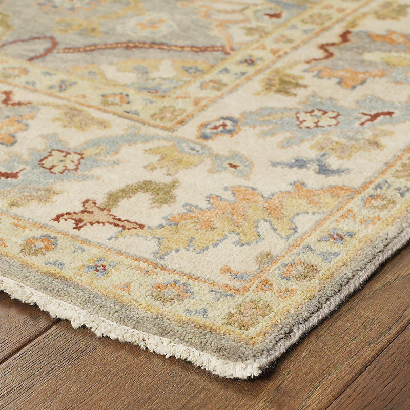Tapis traditionnel en laine noué à la main Presley, Rectangle 6 pi x 9 pi