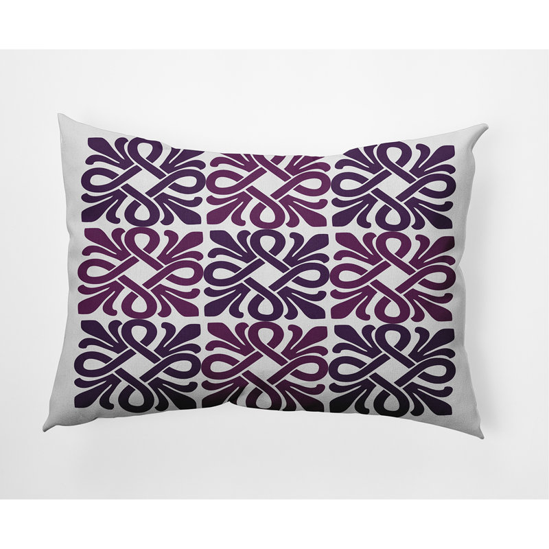 Geometric Outdoor Reversible Throw Pillow, Purple