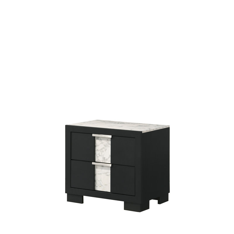 Table de chevet contemporaine 1pc, Noir, blanc