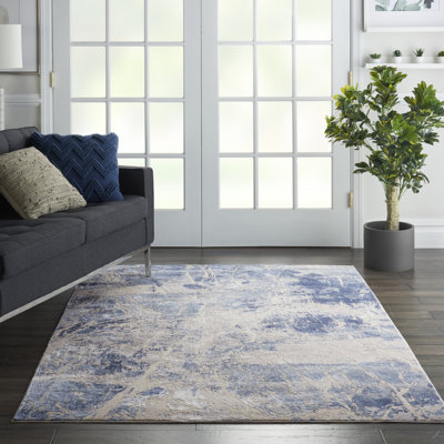 Tapis bleu contemporain contemporain