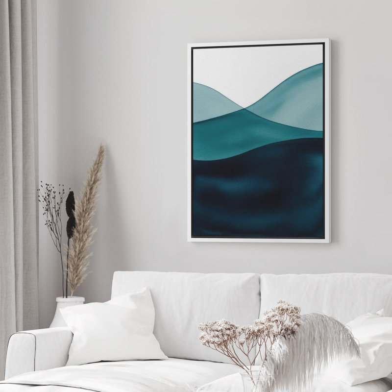 Reproduction d'art abstrait sur toile encadrée pour décoration intérieure moderne, H 24 po x l 16 po, Blanc