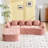 Chenille L-Shaped Sectionals Sofa With Four Pillows-1762541896