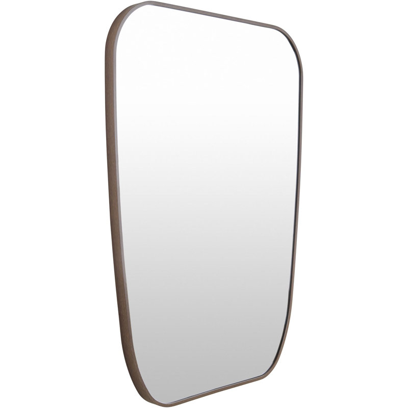 Miroir mural asymétrique en métal Sérone, Noyer foncé