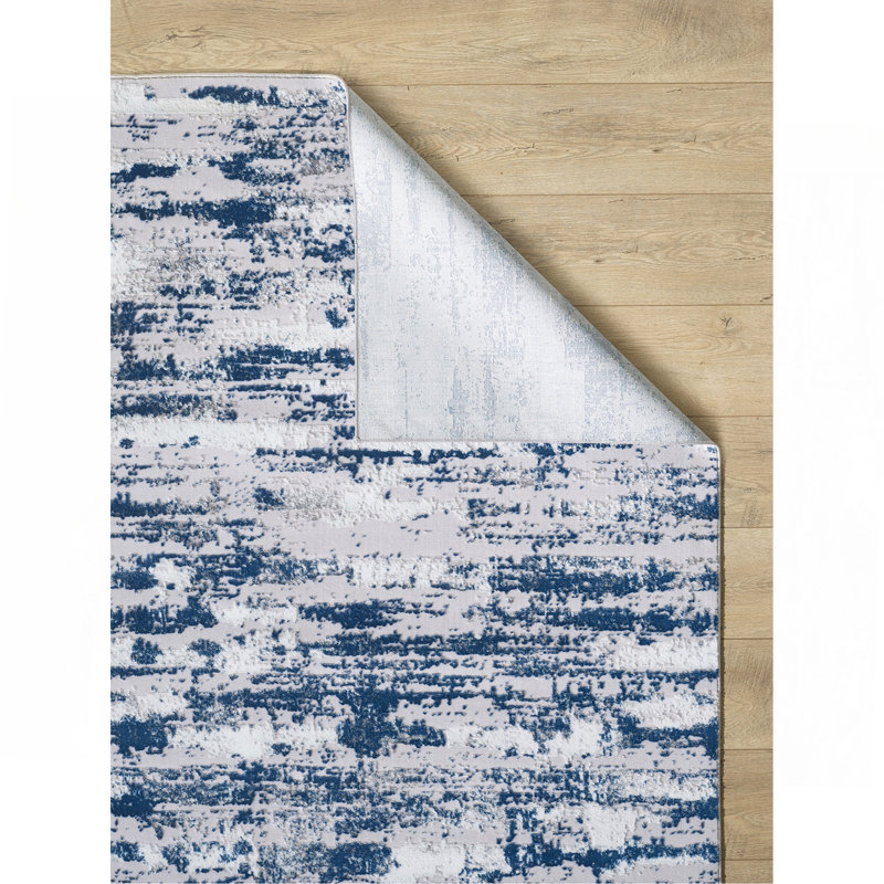 Tapis tissé bleu marine Nautical, Tapis de couloir 2 pi 8 po x 9 pi 10 po