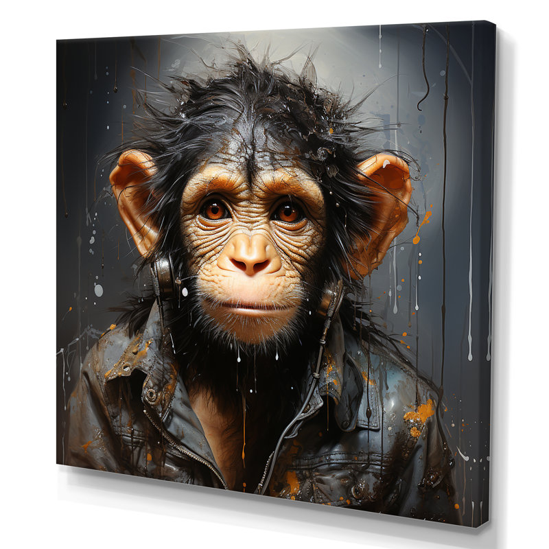 «Jungle in suit Monkey Portrait I», art mural singe, H 16 po x l 16 po x P 1 po, Toile tendue