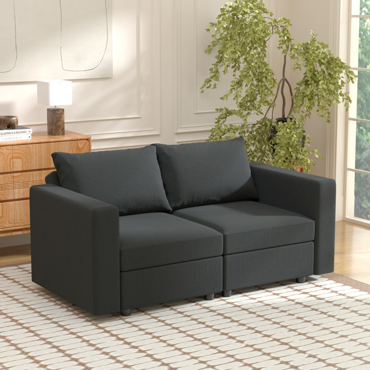BOX MODULE STO SOFA 90'' 3 Piece Upholstered Modular Sofa with Storage