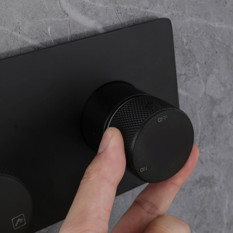 Système de douche complet avec valve brute, Noir mat