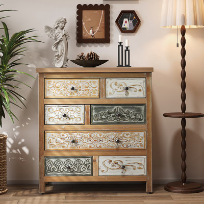 Commode d'appoint en bois avec 6 tiroirs pour la chambre à coucher et le salon