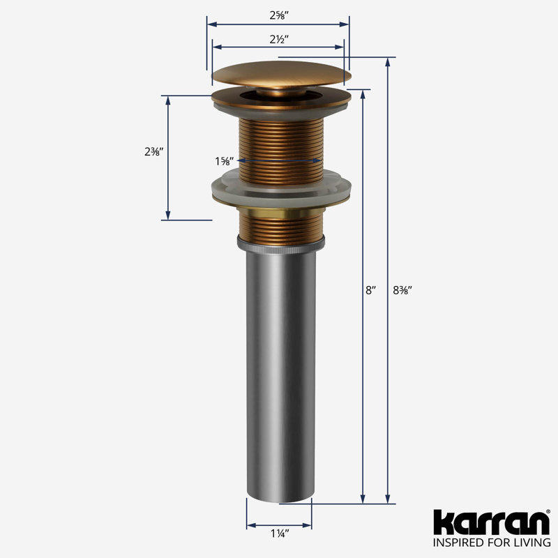 Bonde de salle de bain Karran PU25, Cuivre