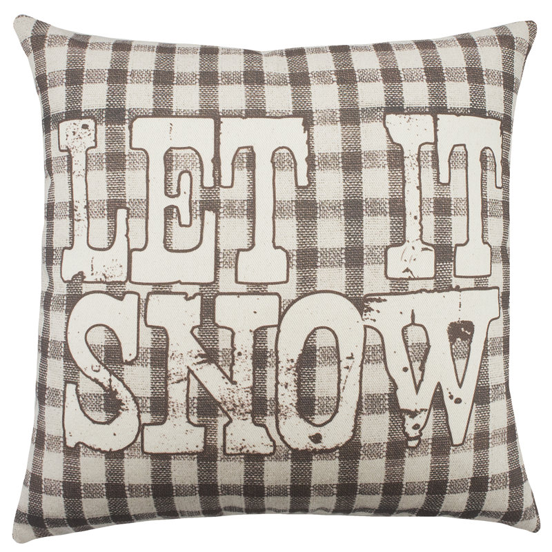 Let it Snow Checkered Cotton Blend Throw Pillow