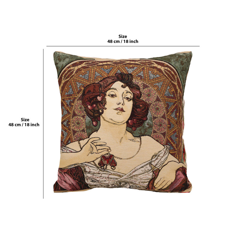 Mucha Rubis Stone I European Cushion Covers, Yellow Woman 3