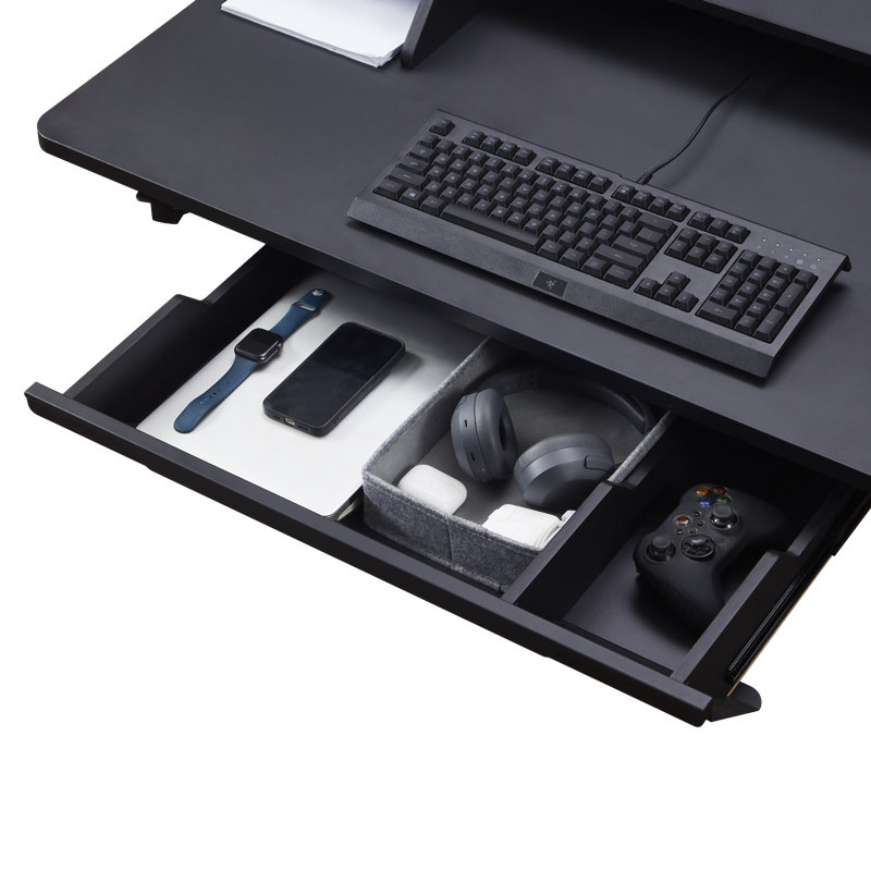 Bureau debout à hauteur réglable électrique Larreon, Noir mat / noir, H 47,2 po x l 47,2 po x P 23,6 po