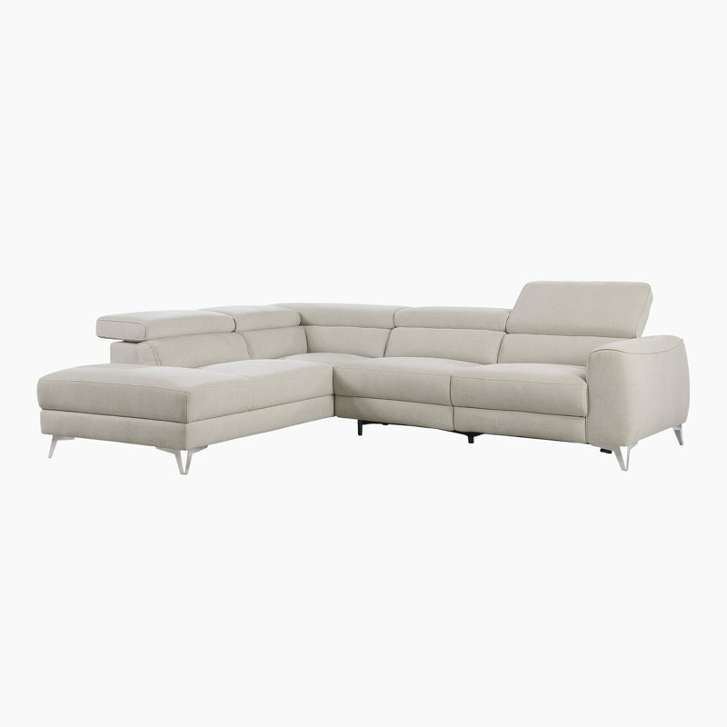 Capriles 108.5" Modern Power Reclining Sectional with Adjustable Headrests & Textured Fabric