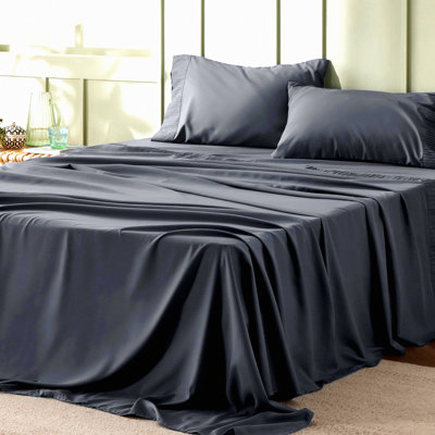 Luxury Grey Queen Size Cooling Microfiber Sheet Set - Soft Hotel Quality Bed Sheets - Easy Care 4 Piece Queen Sheet Set