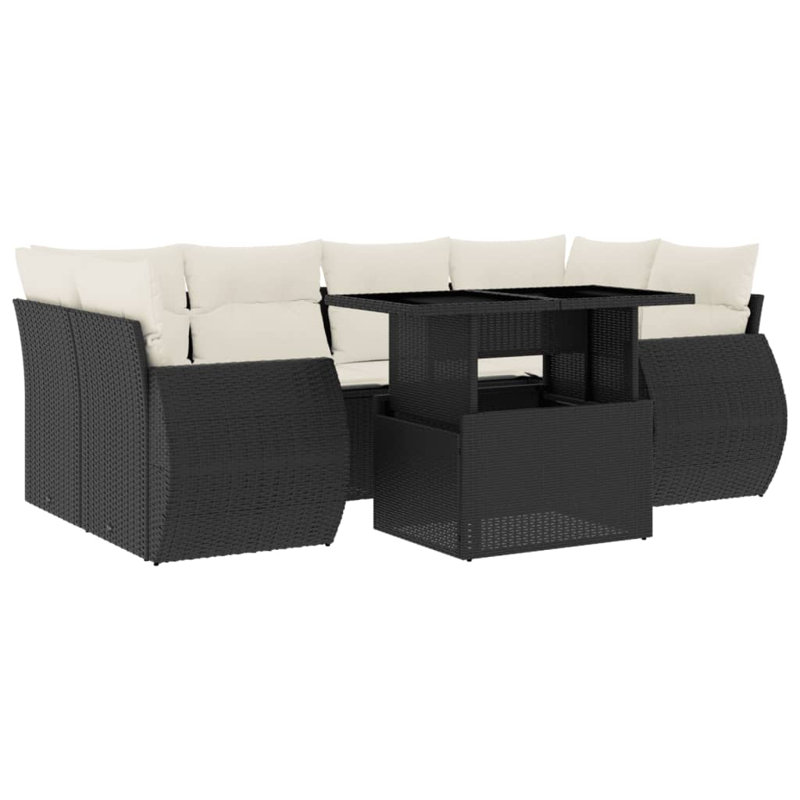 Ensemble de canapé de jardin Vidaxl noir, blanc crème