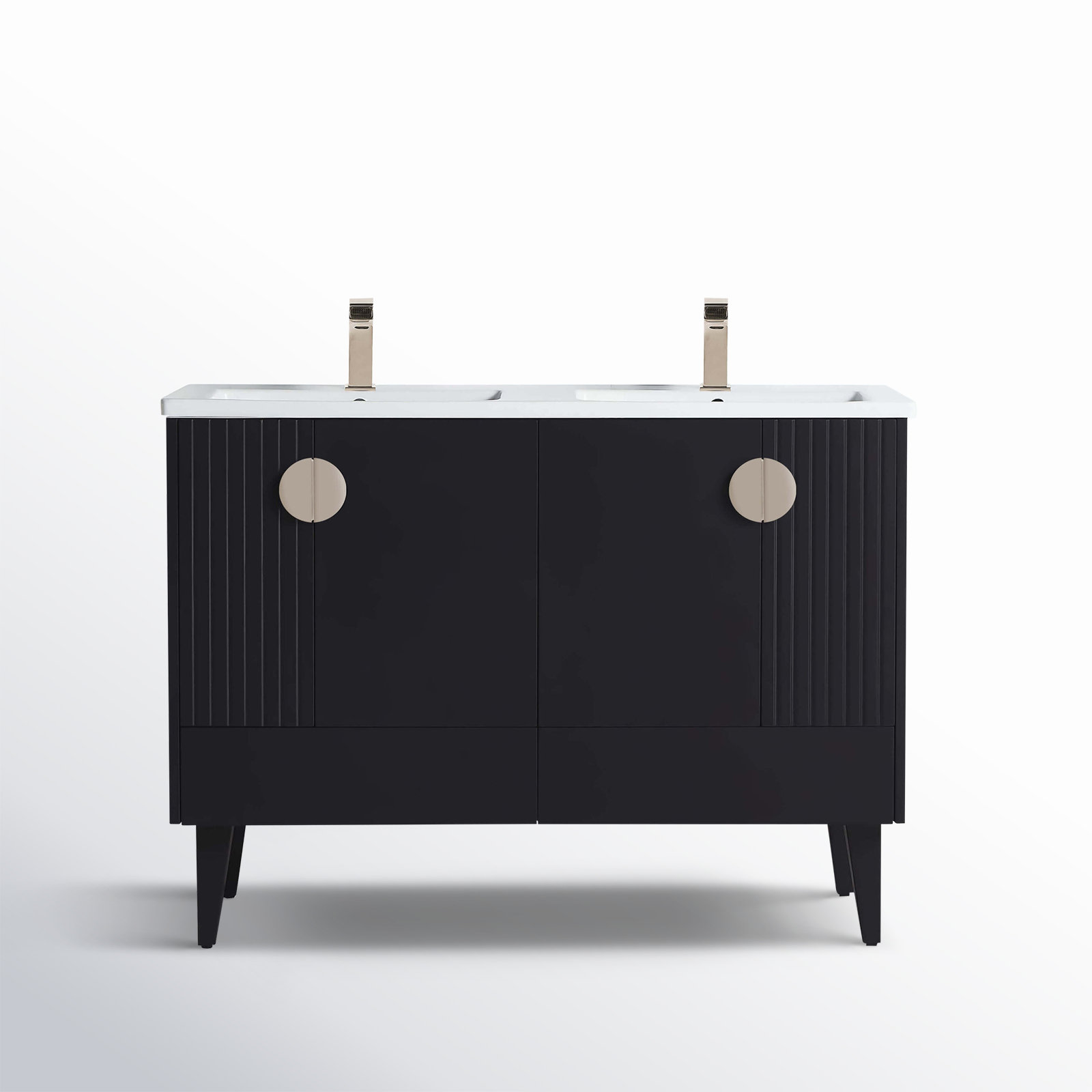 Saimah 47.25'' Double Bathroom Vanity, Black, Satin Nickel