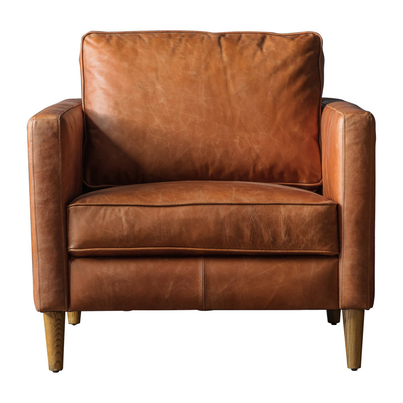 Fobbs Upholstered Top Grain Leather Armchair
