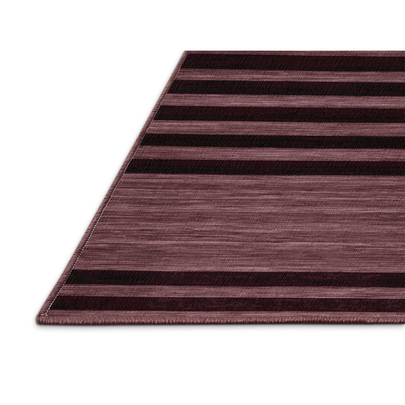 Tapis brun à rayures horizontales lavable à la machine, Rectangle 2 pi x 3 pi